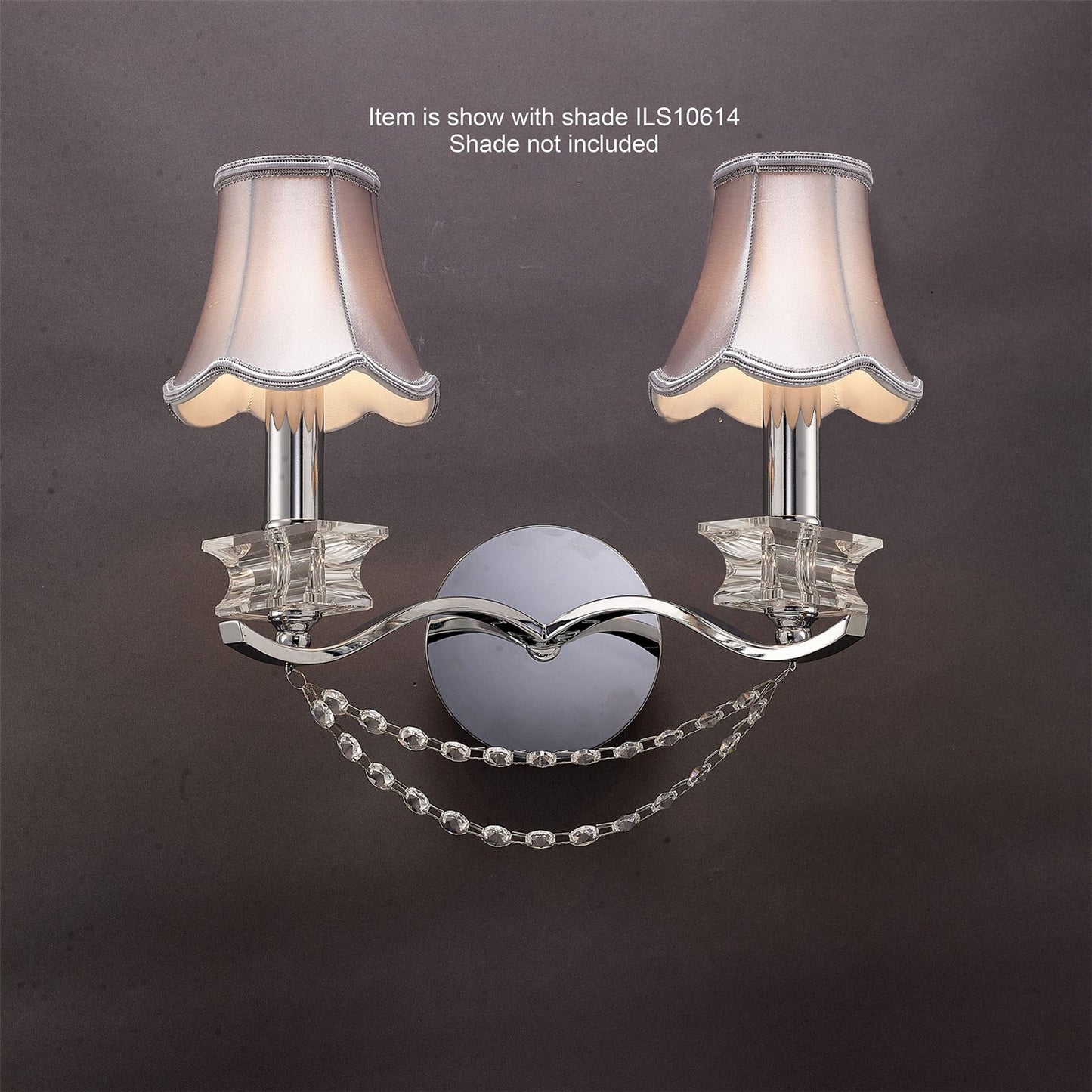Diyas Nydia Wall Light 2 Light E14 Polished Chrome/Crystal