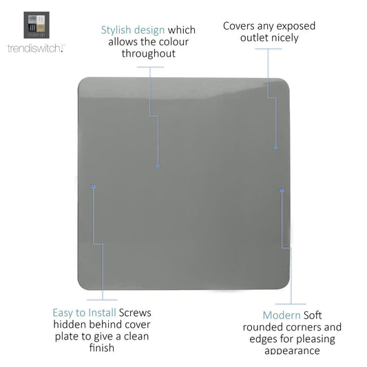 Trendi Artistic Modern Glossy Tactile Single Blanking Plate Charcoal