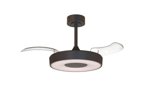 Coin Fan Mini Smart 40cm 36W LED Dimmable Ceiling With Built-In 25W DC Fan, 3000-5000K Remote, APP, Alexa & Google Voice Control, 5710lm, Black