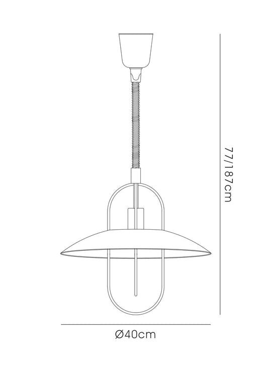 Deco Riva Rise & Fall Pendant 1 Light E27, Matt Black/Opal White Glass Shade