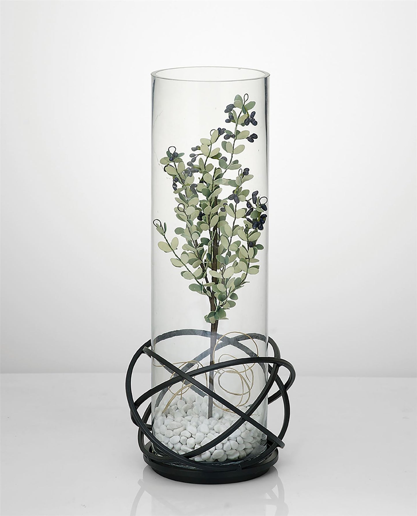 Diyas Home (DH) Oriana Candle Holder 19Cm Black/Clear Glass Art