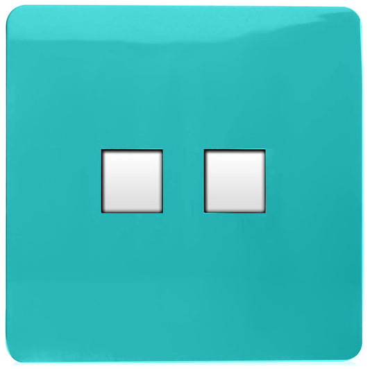Trendi Artistic Modern Glossy Tactile 2 Gang Telephone Socket Bright Teal
