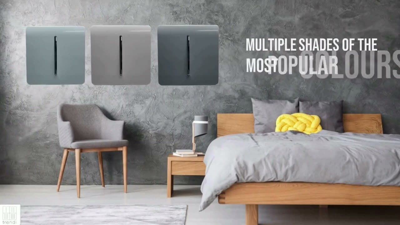 Trendi 2 Gang Artistic Modern Glossy 13 Amp 2 x Type A & C 3100 mA USB Switched Plug Socket Cool Grey