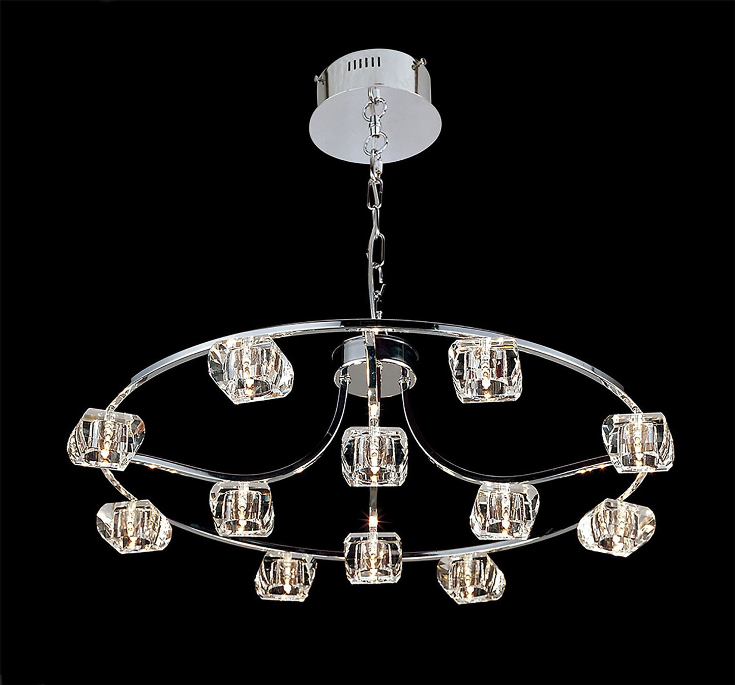 Diyas Polana 70cm Round 12 Light G4 Polished Chrome, NOT LED/CFL Compatible Ceiling Pendant Light Fitting