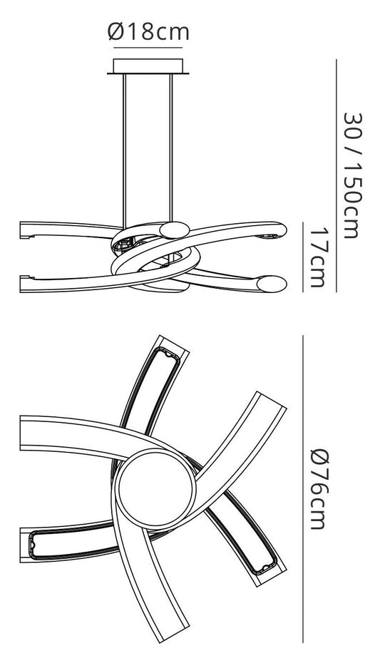 Mantra M3971 Knot Pendant 36W LED 3000K, 3600lm, Gloss Black/White Acrylic/Polished Chrome, 3yrs Warranty