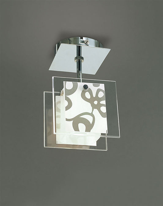 Mantra Euphoria Ceiling 1 Light L1/SGU10, Polished Chrome/Opal White Glass, CFL Lamps INCLUDED