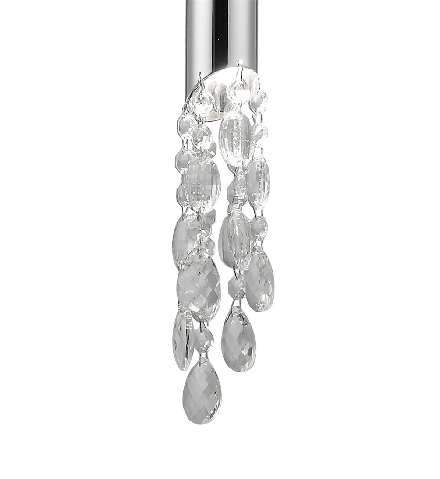 Mantra M3861 Tiffany Pendant 1+1 Light E27+G9, Polished Chrome with White Shade & Clear Crystal