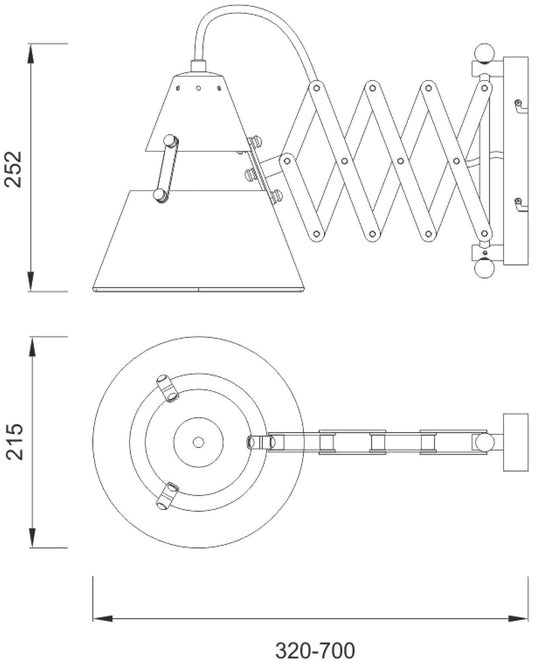 Mantra M5434 Industrial Wall Light 1 Light 40W E27, Sand Metal