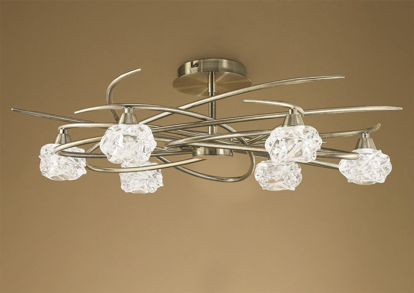 Mantra M4072 Maremagnum Telescopic Semi Flush Convertible 6 Light G9, Antique Brass