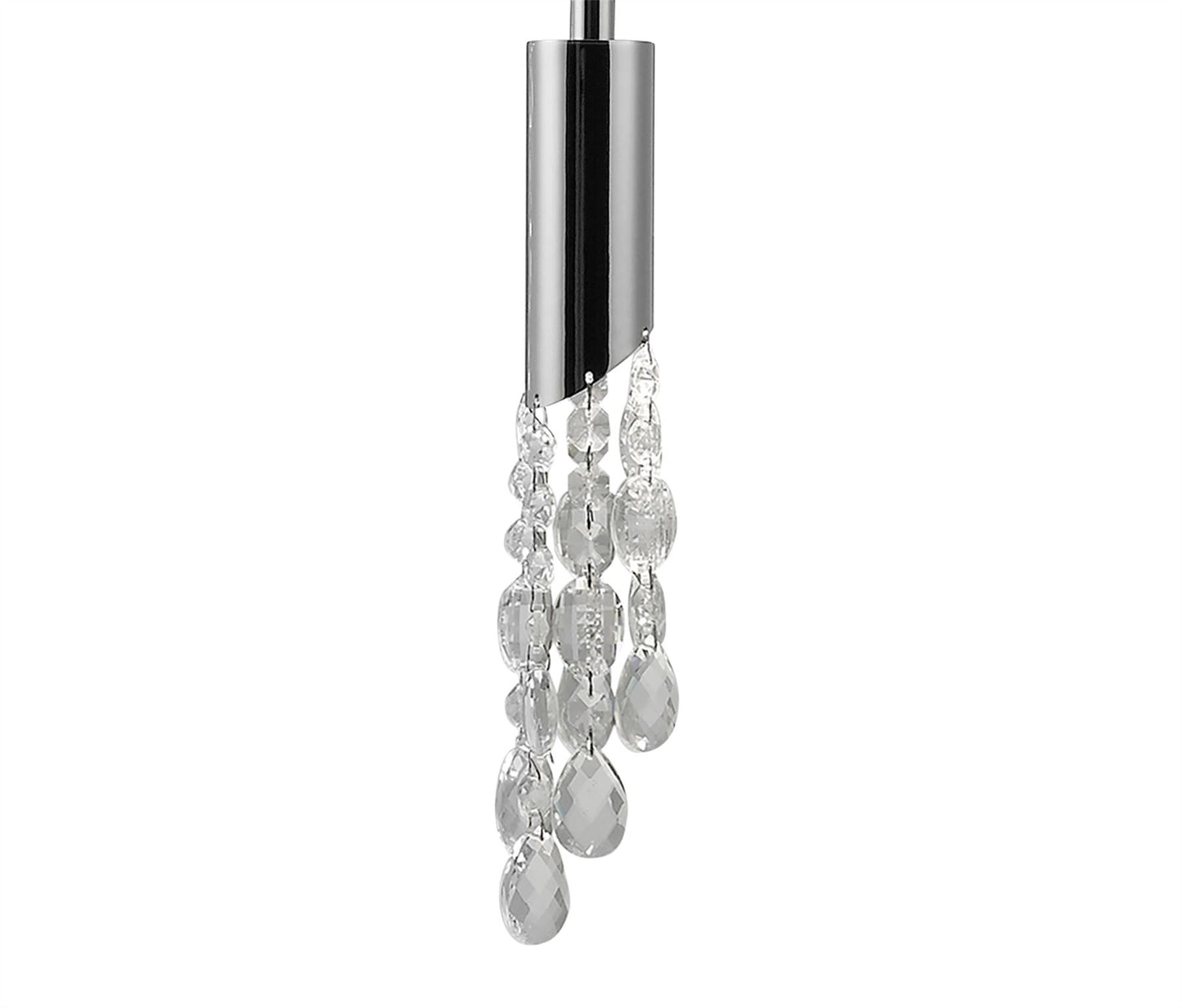 Mantra M3857 Tiffany Pendant 5+5 Light E27+G9 Spiral, Polished Chrome with White Shades & Clear Crystal