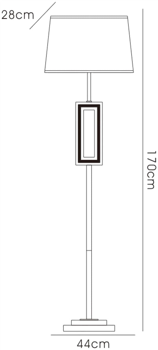 Diyas Home (DH) Linea Floor Lamp 1 Light E27 with Black Shade Polished Chrome/Black/Crystal
