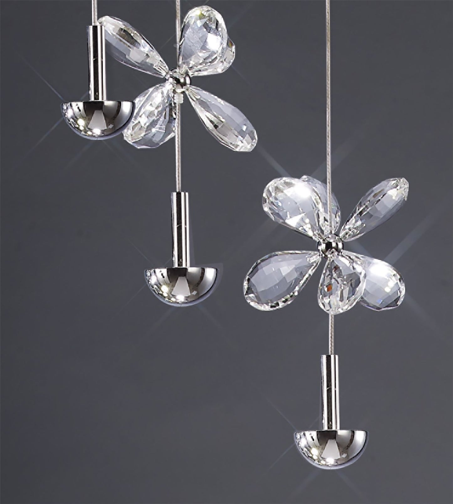Diyas Aviva 30cm 6 Light 4000K LED Polished Chrome/Crystal Ceiling Pendant Light Fitting