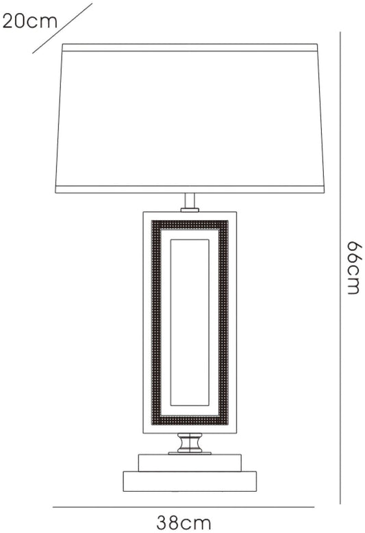 Diyas Home (DH) Linea Table Lamp Rectangle 1 Light E27 with Black Shade Polished Chrome/ Black/Crystal