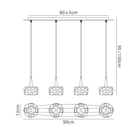 Mantra M3920 O2 Linear Pendant 4 Light G9 Line, Polished Chrome