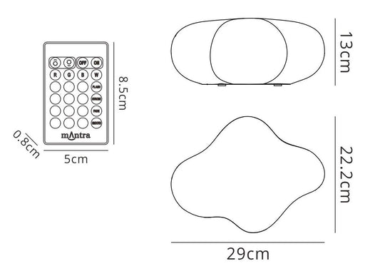 Mantra M1886 Eos Table Lamp 2W LED RGB with Remote Control IP44, 90lm, Opal White, 2yrs Warranty