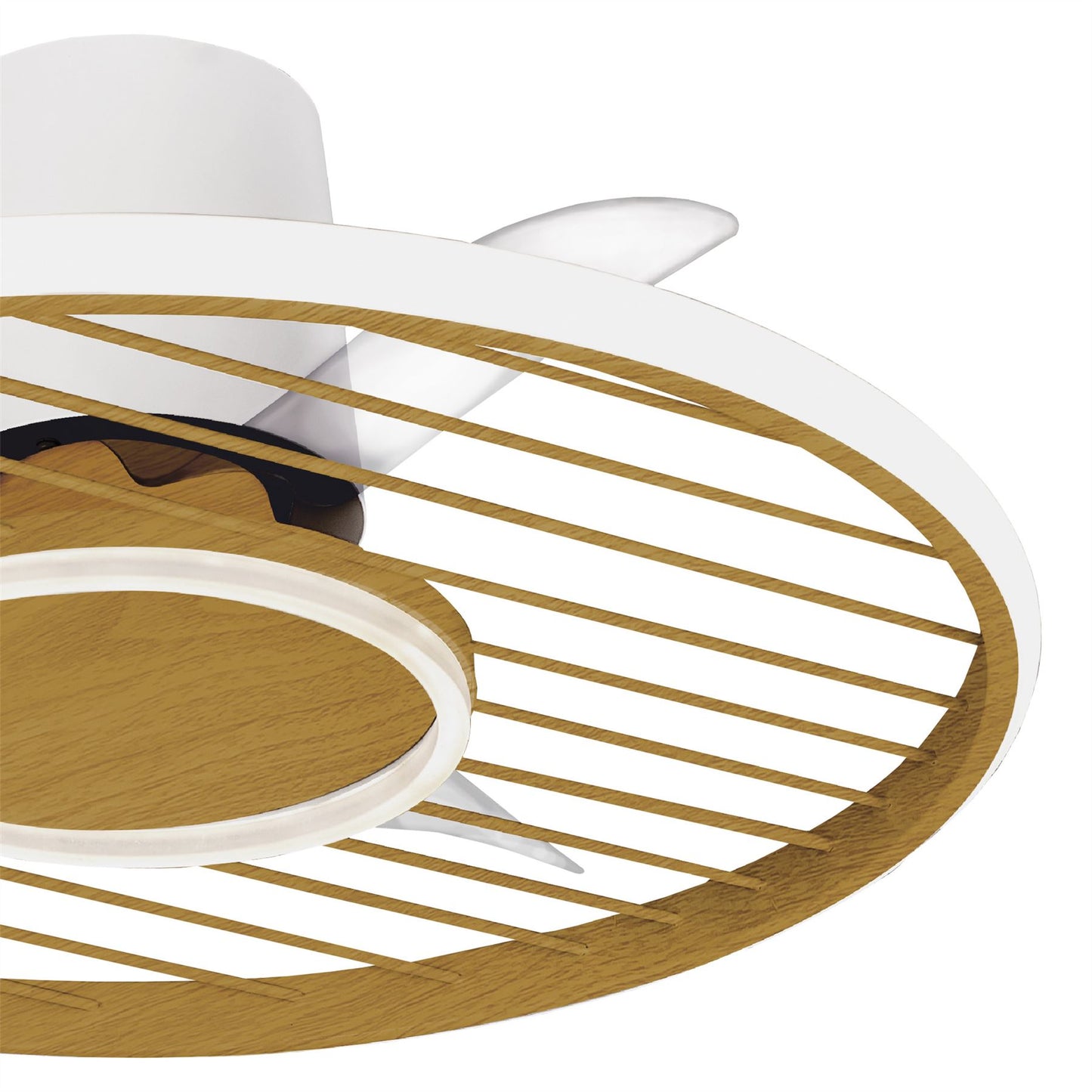 Soho 66cm 45W LED Dimmable Ceiling Light With Built-In 30W DC Fan, 2700-5000K Remote & APP Control, 3150lm, White/Wood, 5yrs Warranty