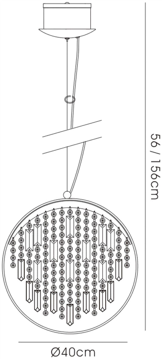 Diyas Geo with Black Shade 9 Light G4 Polished Chrome/Crystal, NOT LED/CFL Compatible Ceiling Pendant Light Fitting