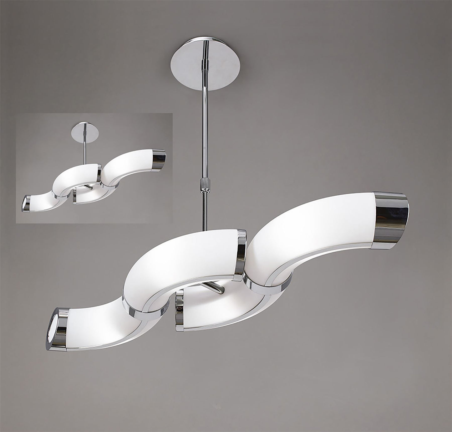 Mantra Guss GU10 Guss Rectangular Pendant Convertible To Semi Flush 2 Arm GU10 4 Light L1/SGU10 Bar, Polished Chrome/White Acrylic, CFL Lamps INCLUDED