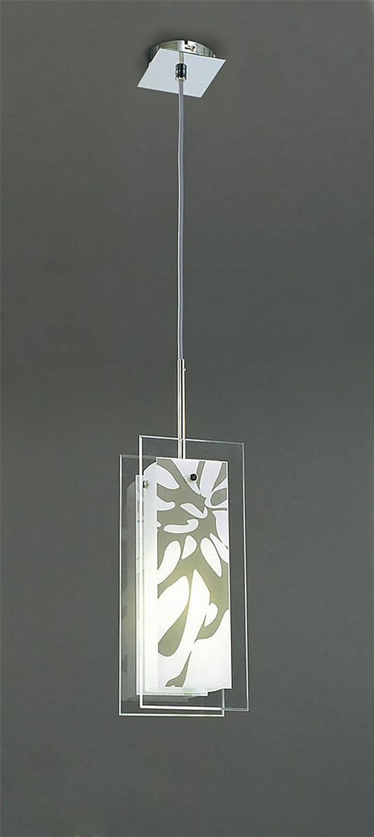 Mantra Euphoria Pendant 1 Light L1/SGU10, Polished Chrome/Opal White Glass, CFL Lamps INCLUDED