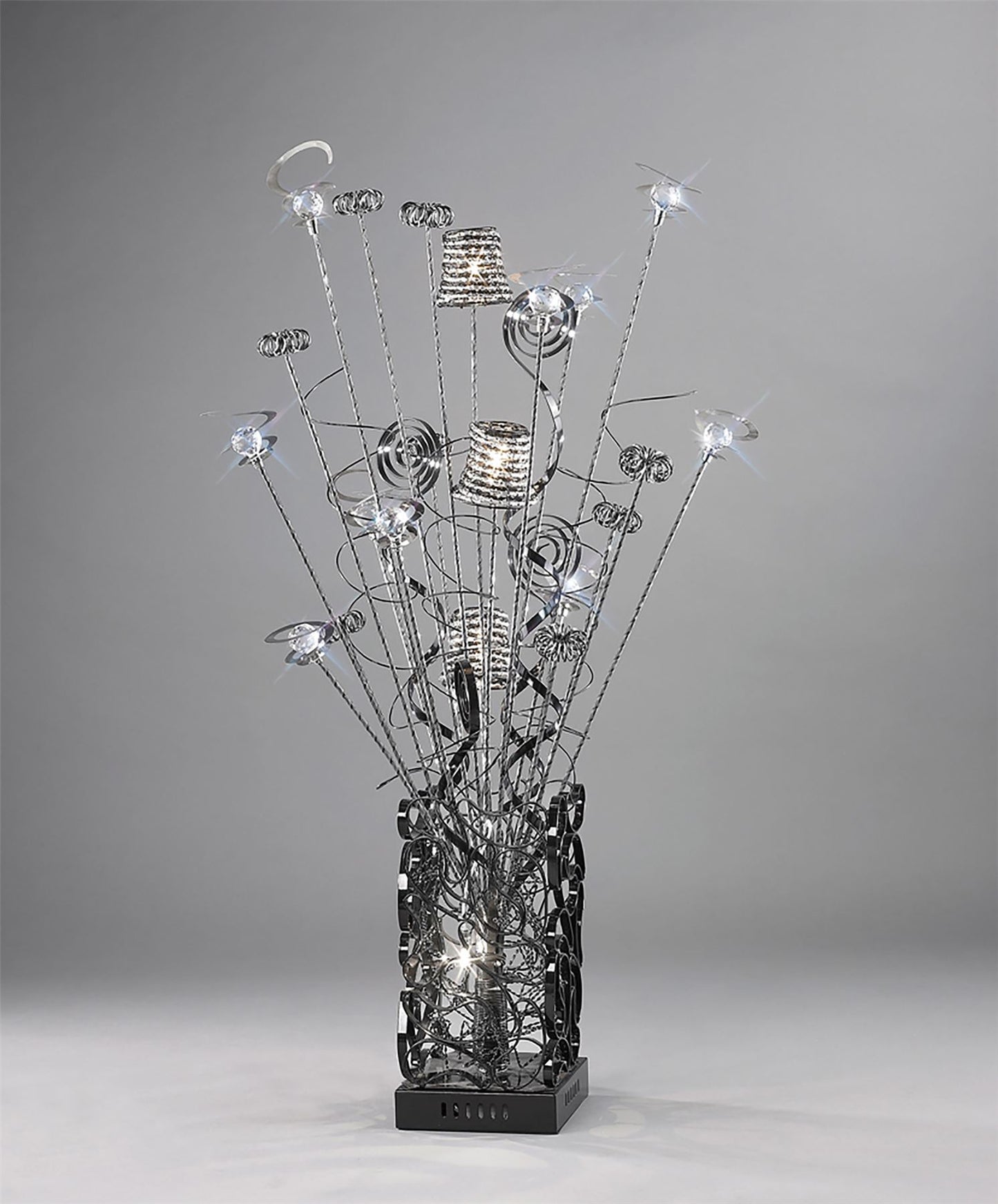 Diyas Home Koil Aluminium (DH) Koil Crystal Table Lamp 4 Light G4 Aluminium/Black, NOT LED/CFL Compatible