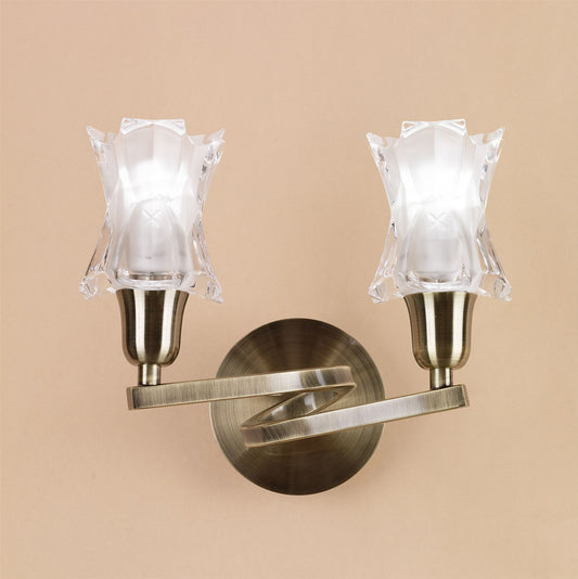 Mantra Alaska GU10 Wall Light Switched 2 Light L1/SGU10, Antique Brass, CFL Lamps INCLUDED