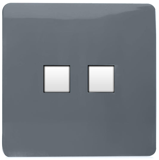 Trendi Artistic Modern Glossy Tactile Telephone Socket + Cat 5e&Cat 6 RJ45 PC Socket Warm Grey