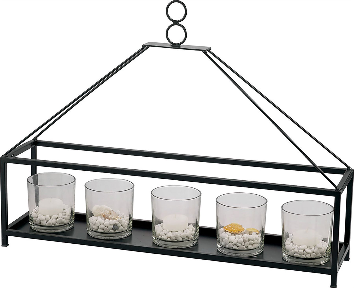 Diyas Home (DH) Athena 4 Candle Holder Large Black/Clear Glass Art