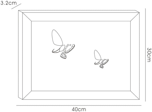 Diyas Home Crystal Wall Art (DH) Nature Butterflies, Black Frame Blue, Purple Crystal Framed
