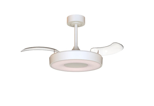 Coin Fan Mini Smart 40cm 36W LED Dimmable Ceiling With Built-In 25W DC Fan, 3000-5000K Remote, APP, Alexa & Google Voice Control, 5710lm, White