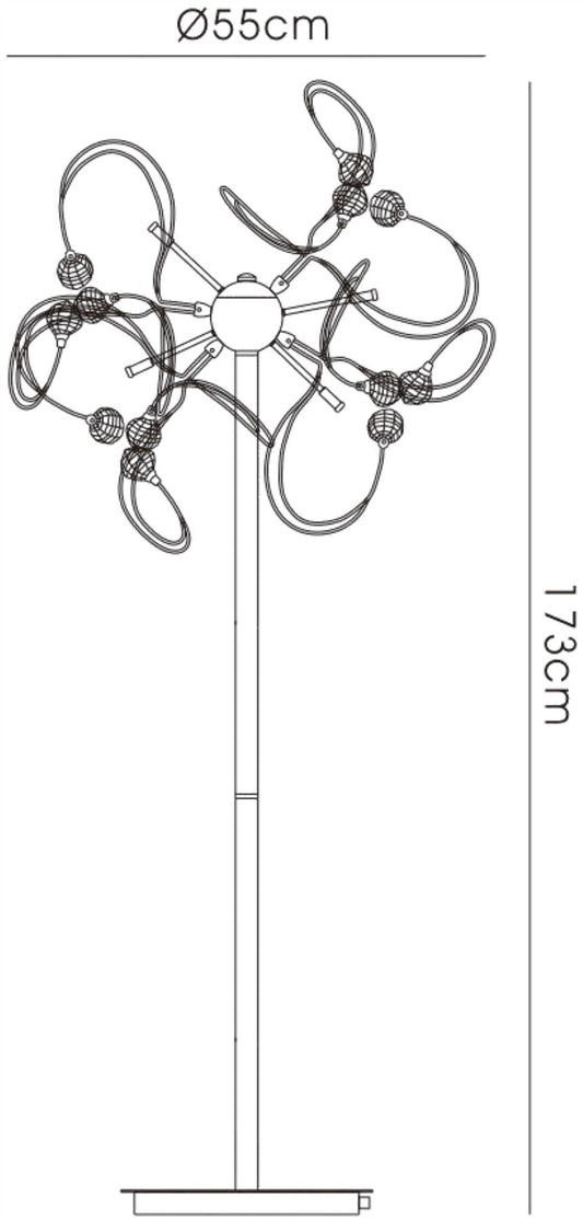Diyas Messe Floor Lamp 12 Light G4 Polished Chrome/Crystal, NOT LED/CFL Compatible
