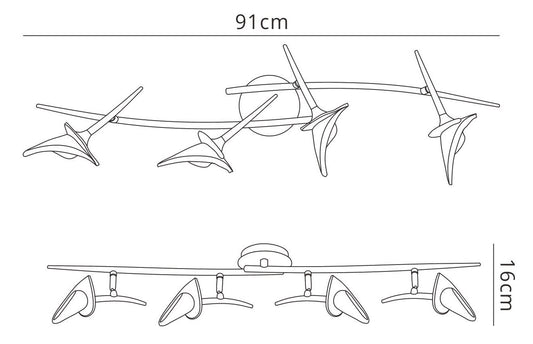 Mantra Flavia Linear Spot Light 4 Light G9 with Adjustable Heads, Polished Chrome