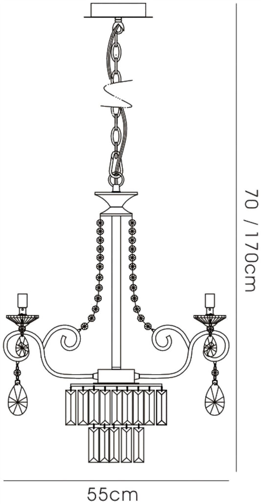 Diyas Eden 55cm 4 Light G9 Polished Chrome/Crystal Ceiling Pendant Light Fitting