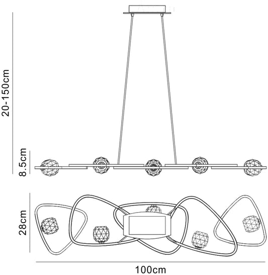 Mantra M5012 Lux Linear Pendant 5 Light G9 Line, Polished Chrome