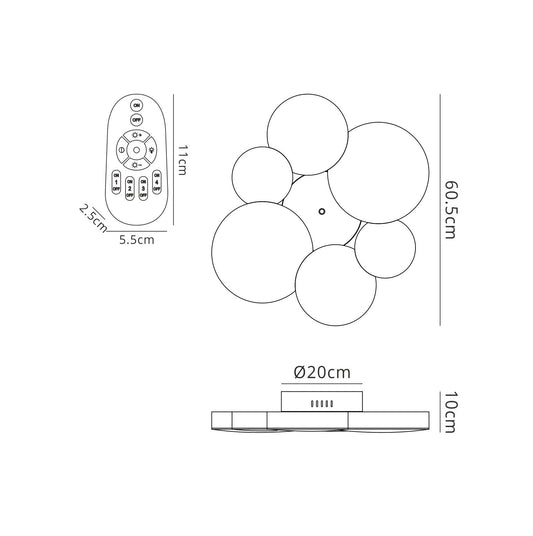 Mantra Fusion M5764 Lunas Ceiling 61cm Diameter 54W LED 3000K, 2830lm, RF Remote Control White, 3yrs Warranty - M5764 Ceiling