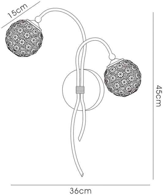 Diyas Apollo Wall Light 2 Light G9 Satin Nickel/Crystal