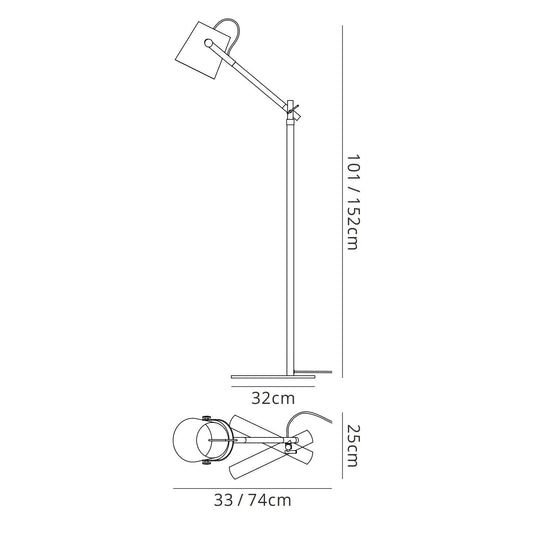 Mantra M4920 Nordica Floor Lamp with White Shade 1 Light E27, Matt White/Beech with Ivory White Shade