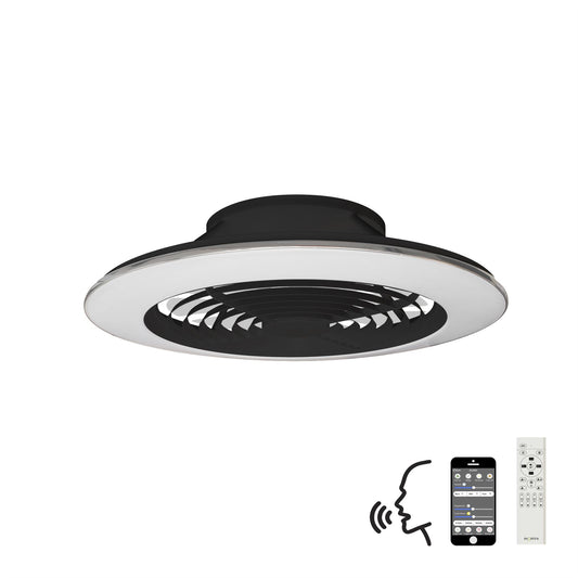 Alisio XL 73.5cm 95W LED Dimmable Ceiling Light & 58W DC Reversible Fan, Black Finish c/w Remote Control, APP & Alexa/Google Voice Control, 5900lm