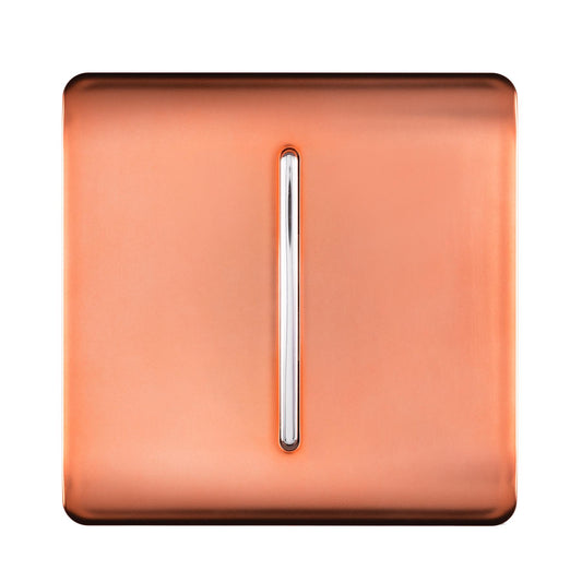 Trendi 1 Gang 2 Way 240V Screwless Artistic Modern Glossy 10 Amp Chrome Rocker Electrical Wall Light Switch in Copper (2 pack)