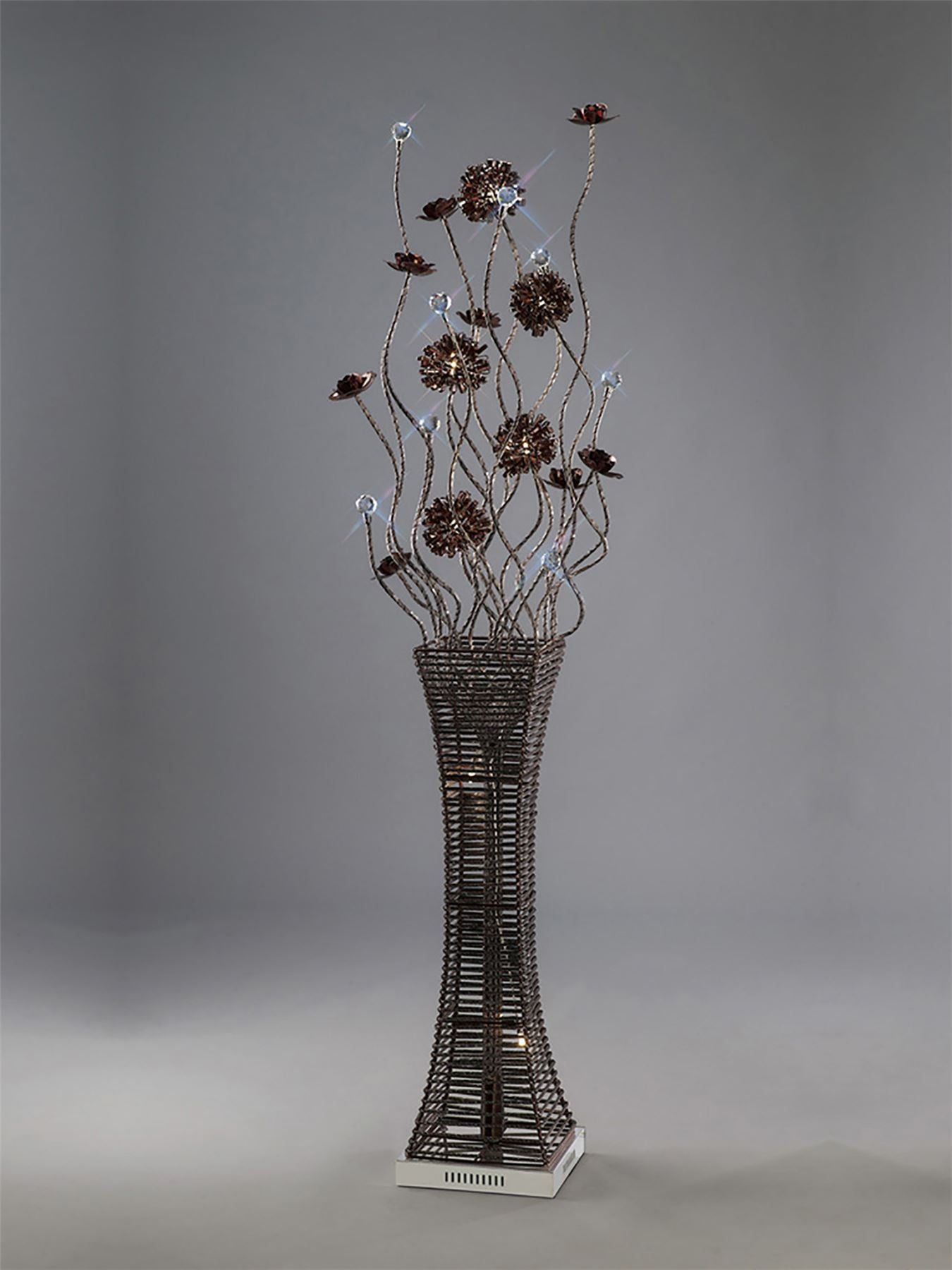 Diyas Home Majella Aluminium (DH) Majella Floor Lamp 7 Light G4 Polished Chrome/Coffee/Crystal, NOT LED/CFL Compatible