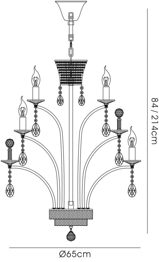 Diyas Orlando 65cm 12 Light E14 French Gold/Crystal, (ITEM REQUIRES CONSTRUCTION/CONNECTION) Ceiling Pendant Light Fitting