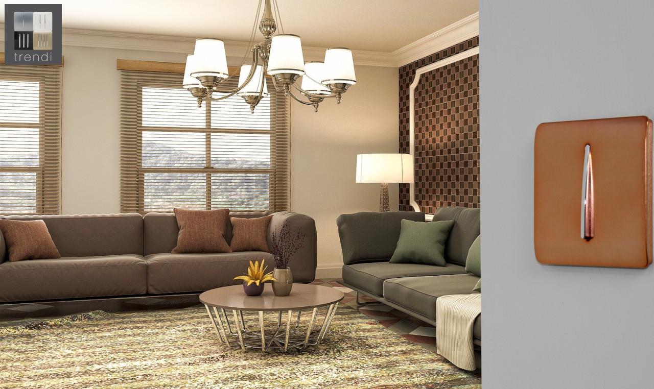 Trendi Artistic Modern Glossy Home Automation Switch Copper