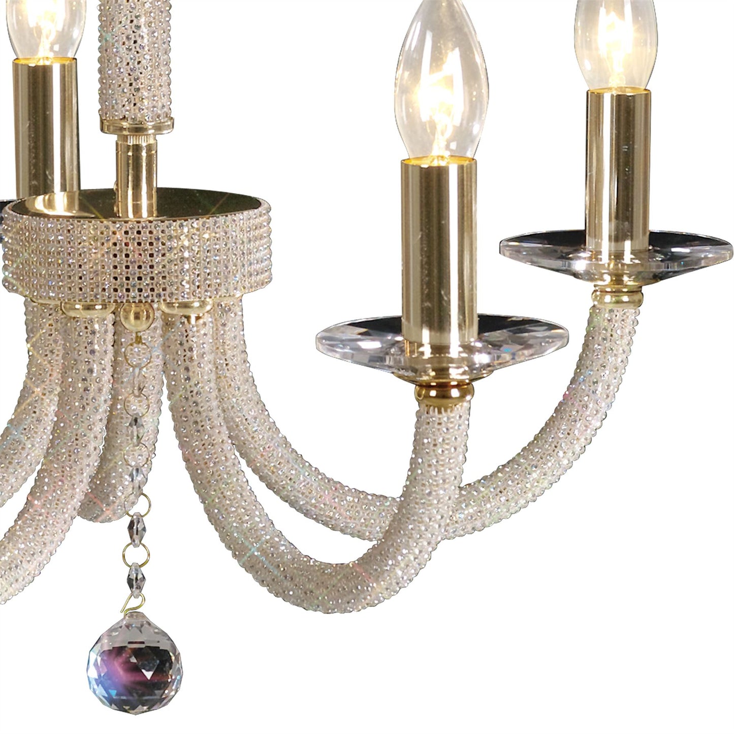 Diyas Elena 5 Light E14 Gold/Crystal Ceiling Pendant Light Fitting
