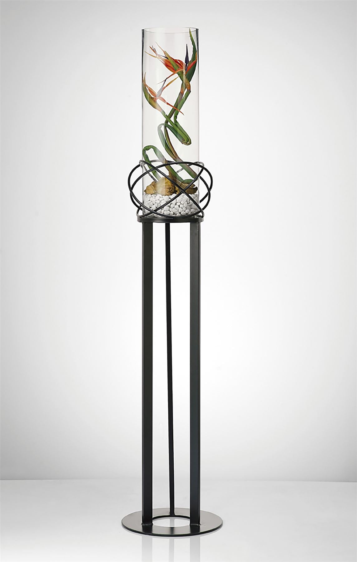 Diyas Home (DH) Oriana Floor Lamp Candle Holder 96Cm Black/Clear Glass