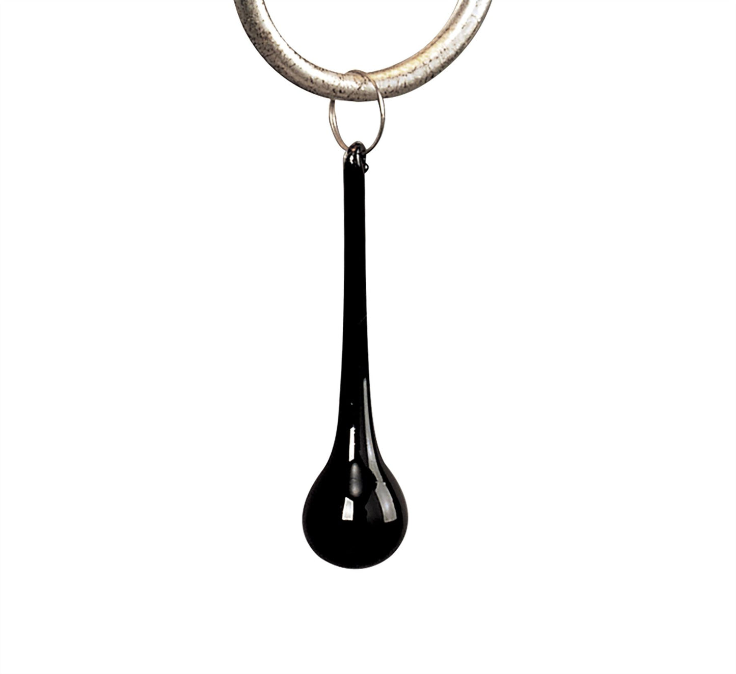 Mantra M0532 Paola Pendant 3 Light E14, Silver Painted with Black Shades & Black Glass Droplets