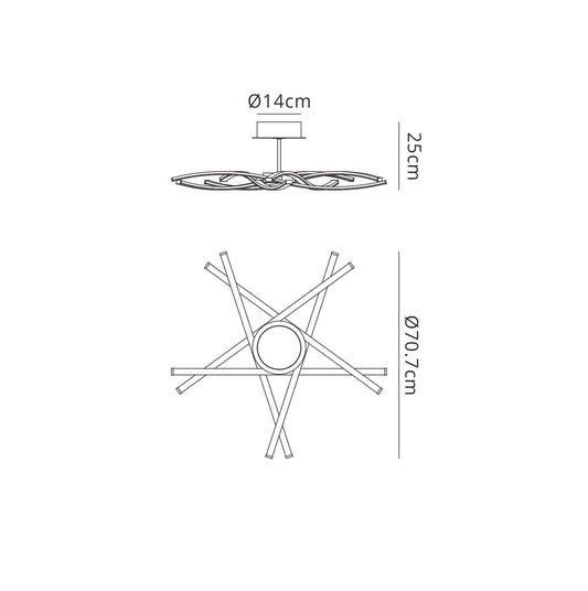 Mantra M5917 Aire LED Ceiling 70.5cm Round 42W 3000K, 3700lm, Dimmable, Silver/Frosted Acrylic/Polished Chrome, 3yrs Warranty - M5917 Ceiling
