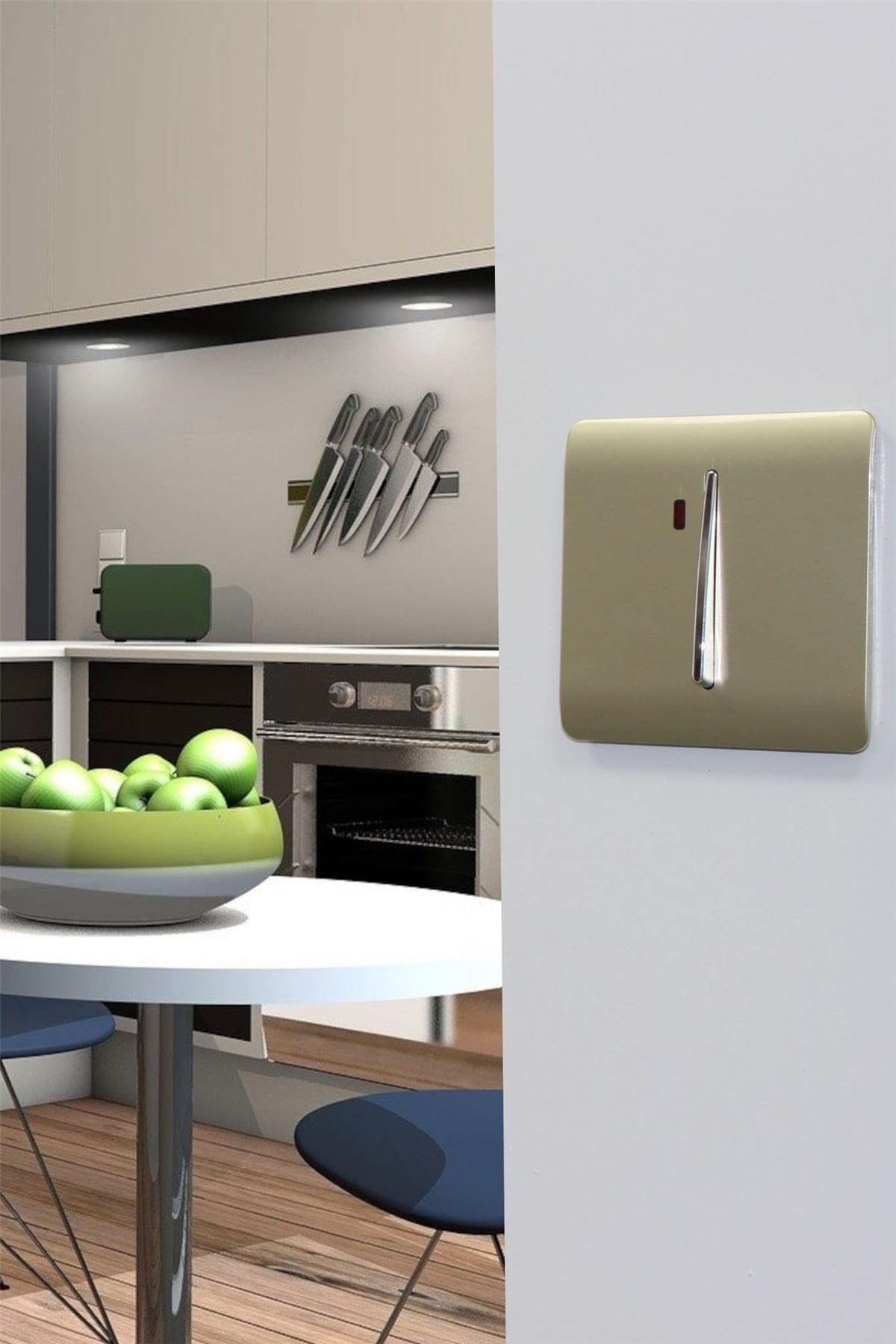 Trendi Artistic Modern Glossy 20 A Light Switch & Neon Insert Gold ART-WHS1GO