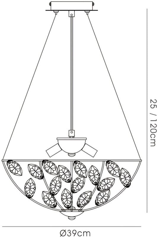 Diyas Galilea 39cm 4 Light G9 Polished Chrome/Crystal Ceiling Pendant Light Fitting
