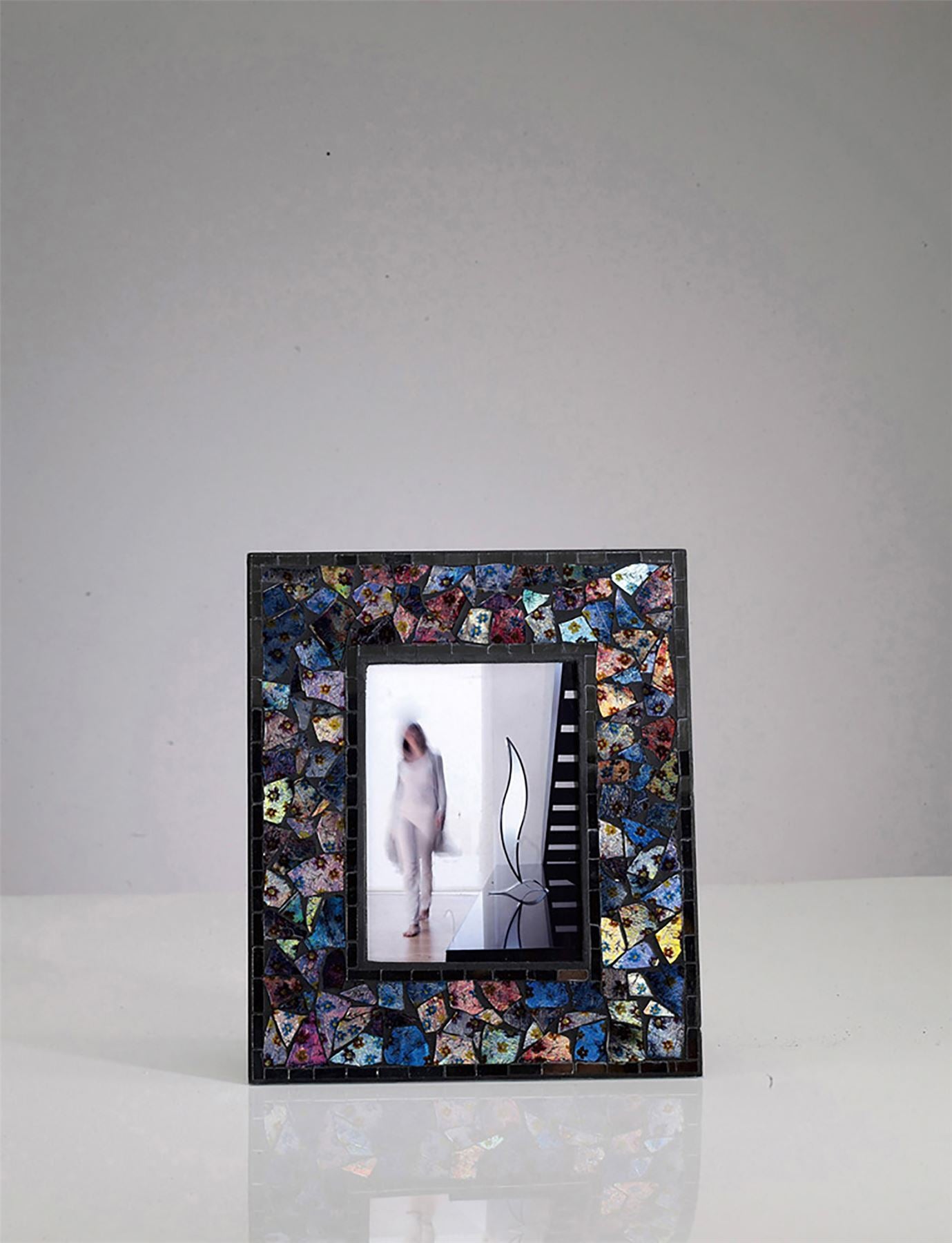 Diyas Home (DH) Myra Mosaic Photo frame Blue/Silver Mosaic