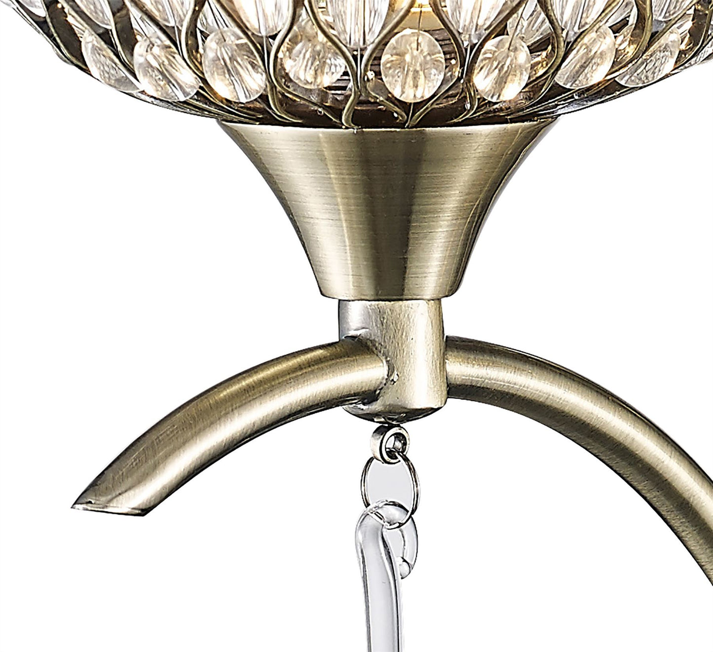 Diyas Chelsie Wall Light 2 Light G9 Antique Brass/Clear Beaded Glass