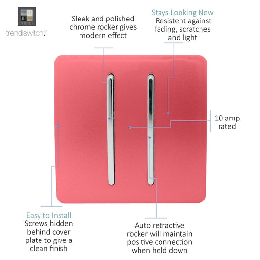 Trendi Artistic Modern Glossy Tactile Auto Retractive 2 Door Bell Switch Strawberry